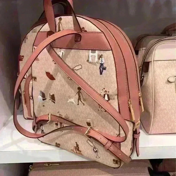 MICHAEL KORS BACKPACK JAYCEE LARGE ZIP JET SET GIRLS PRINT DK POWDER BLUSH MULTI main image 8